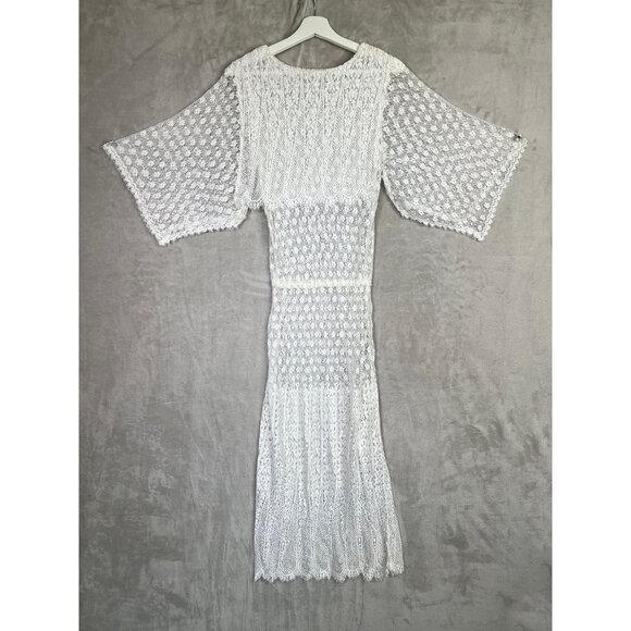 Vintage Jessica McClintock White Lace Overlay Dress Sheer Boho Bridal Romantic - Picture 1 of 16